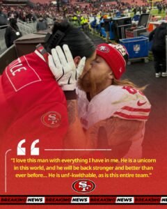 Viral Footage Shows Devastating Split Second Claire Begged Husband George Kittle To “Get Up” After Horrific Playoff Injury