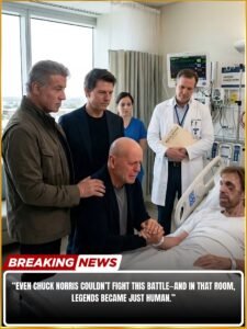 What would happen if the strongest men Hollywood has ever created… faced a moment they couldn’t resist? Imagine Sylvester Stallone, Tom Cruise, and Bruce Willis standing in silence—watching time slow down alongside a man who redefined strength: Chuck Norris.