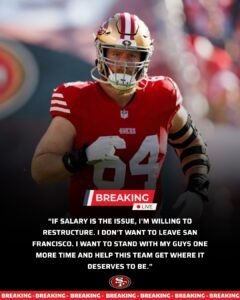 Just Three Hours After Learning He Was No Longer Part of the 49ers’ Long-Term Plans, a Longtime San Francisco Offensive Line Stalwart Shocked the NFL by Offering to Take a Pay Cut Just to Stay With the Team — “I Don’t Want to Leave San Francisco.”